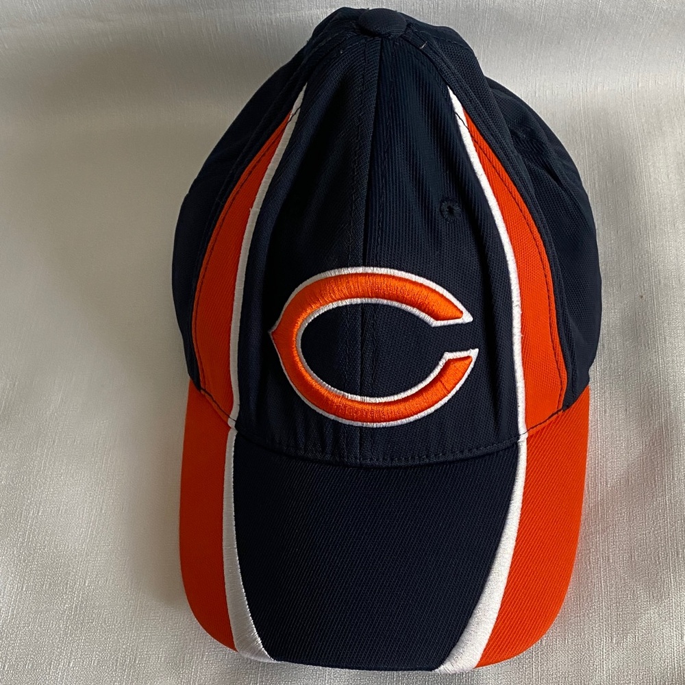 NEW Chicago Bears Back Adult Embroidered Adjustable Racing Stripe Navy Orange